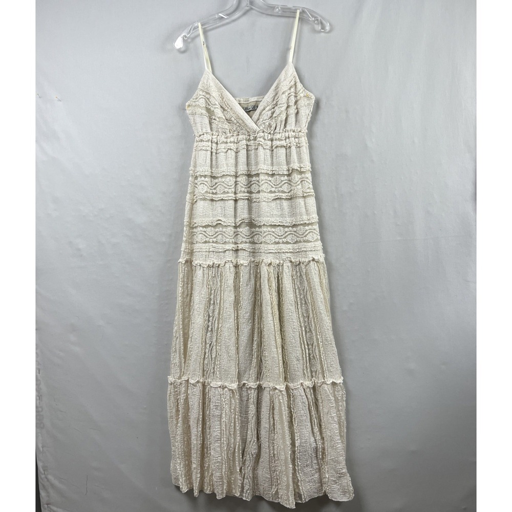 Eliza J Ivory Lace Slip Dress Size 6 Maxi Romantic Cottage Fairy Beach